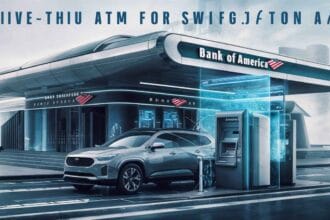 Bank of America with Drive Thru ATM Fast Cash, No Fuss