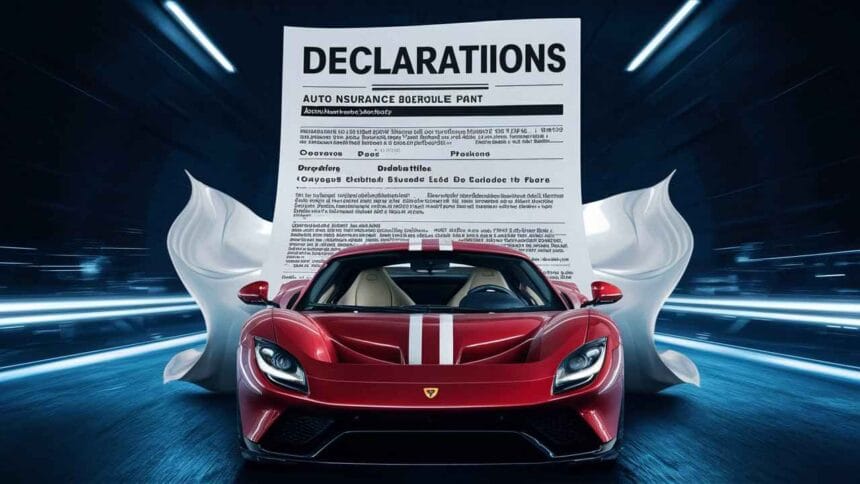Auto Insurance Declarations Page